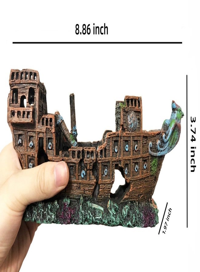 Civore Aquarium Shipwreck Decoration,Pirate Ship Ornament Made of Resin, Eco-Friendly Sunken Ship Accessory for Freshwater & Saltwater Tanks - Image 3